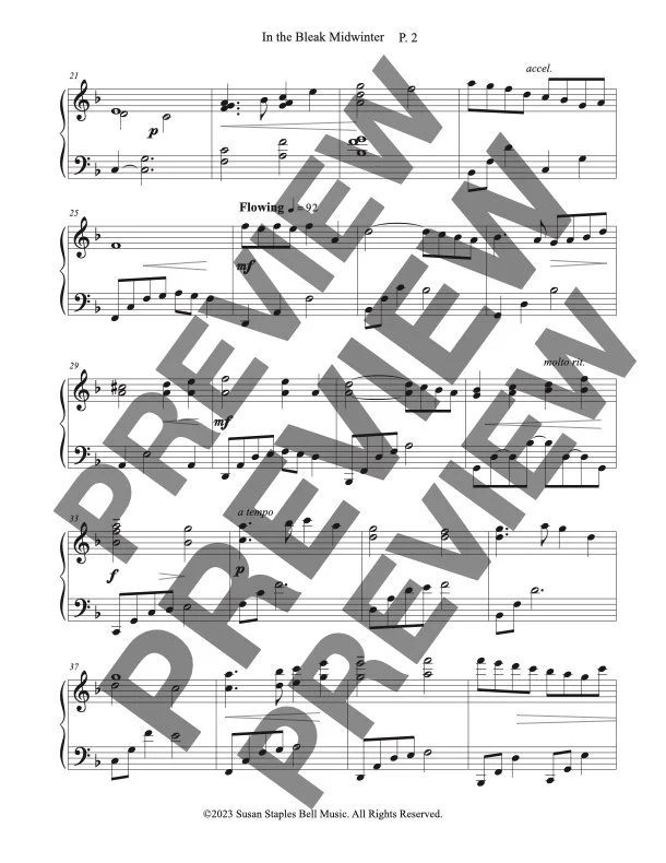 In the Bleak Midwinter, Intermediate Solo, for the Church Pianist